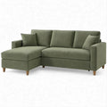Sofá com Chaise Longue à Esquerda Verde-Azeitona em Poliéster, 220 x 145 x 85 cm