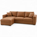 Sofá Chaise Longue em L de 3 Lugares Castanho em Couro Sintético PU 260 x 160 x 85 cm