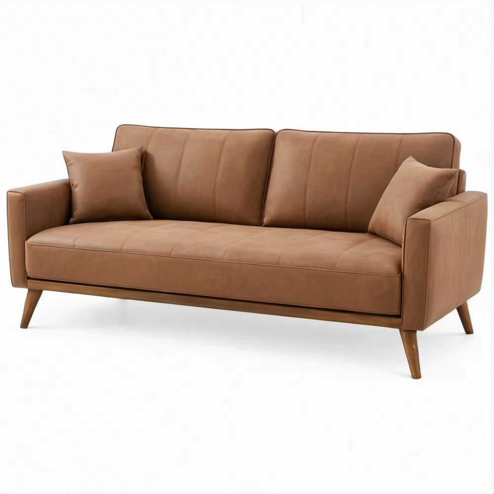 Sofá Reto de 3 Lugares em Pele Sintética PU Castanho 180 x 85 x 85 cm