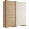 Roupeiro de 2 Portas de Correr em Carvalho Natural e Bege-Claro 180 x 60 x 200 cm