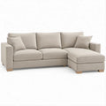Sofá de 3 Lugares com Chaise Longue à Direita Bege em Poliéster, 240 x 160 x 85 cm