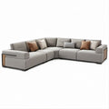 Sofá Modular de Canto em L Cinzento Claro, Bege e Preto 330 x 250 x 85 cm