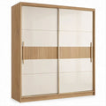 Guarda-roupa com 2 Portas de Correr Branco e Carvalho Natural 180 x 60 x 200 cm