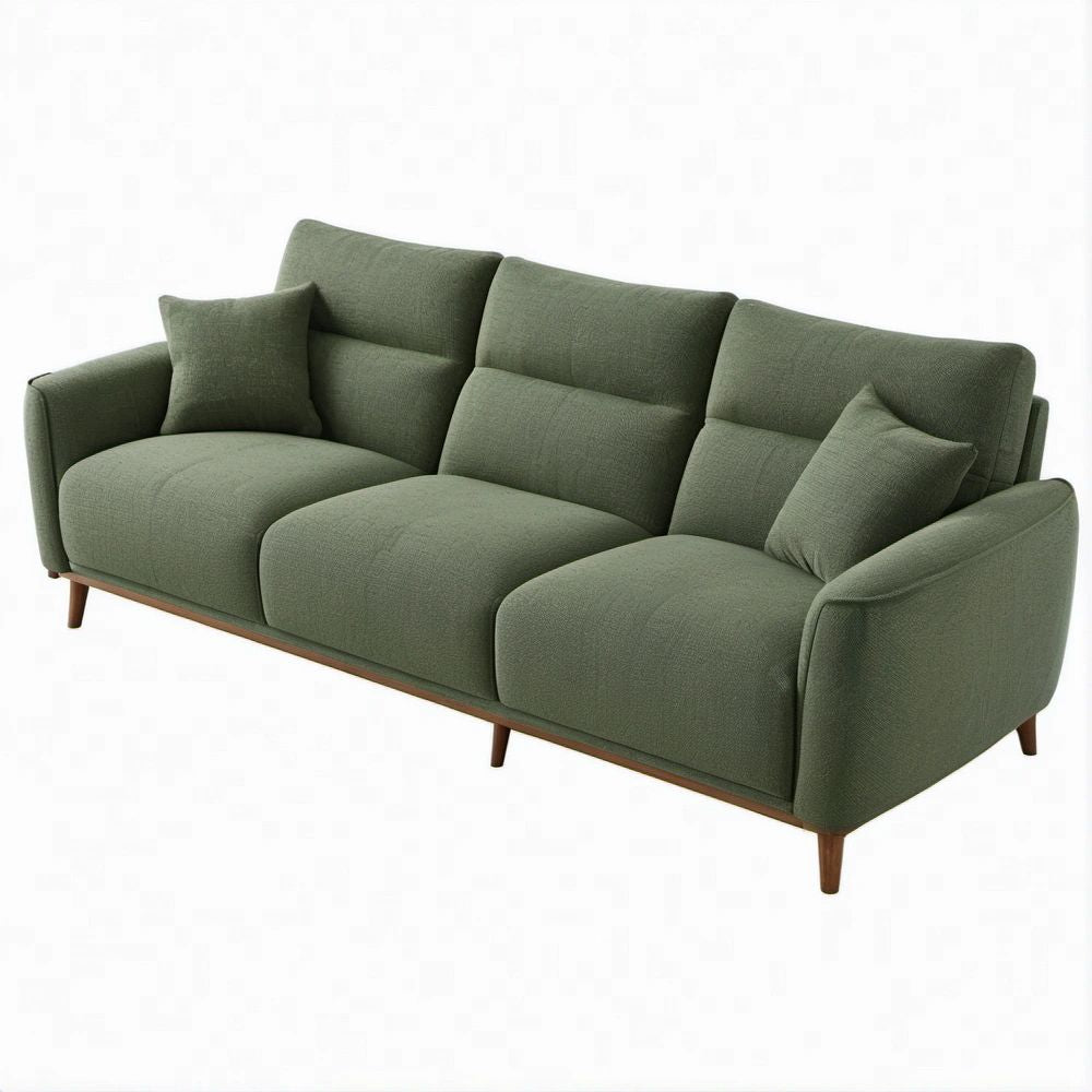 Sofá Linear de 3 Lugares Verde-oliva em Poliéster, 220 x 90 x 85 cm