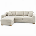 Sofá de Canto com Chaise Longue à Esquerda Bege com Pés Castanho-Claro 260 x 160 x 85 cm