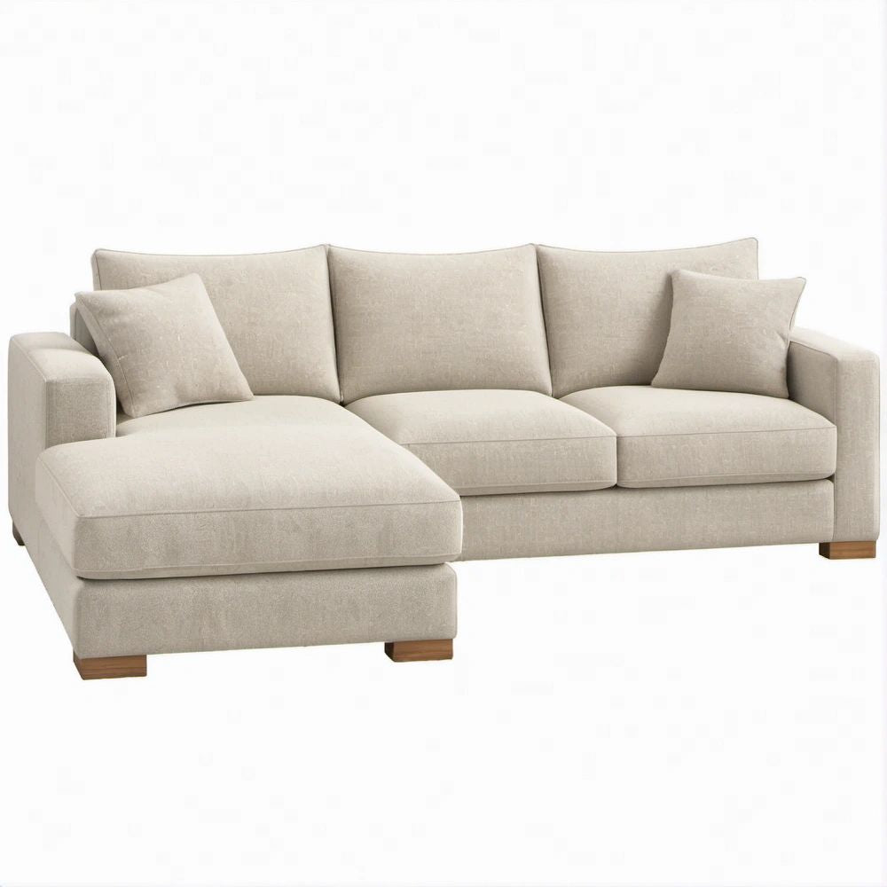 Sofá de Canto em L Bege com Chaise Longue Esquerda 270 x 165 x 85 cm