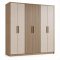 Roupeiro de 6 Portas em Bege e Carvalho, 180 x 52 x 200 cm