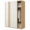 Guarda-roupa com 2 Portas de Correr Branco e Carvalho Natural 180 x 60 x 220 cm